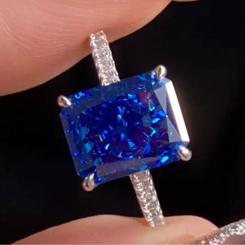 Tanzanite Blue Zircon Sterling Silver Ring